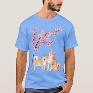 Camiseta Flor de flores de cerezo shiba inu japonesa Sakura
