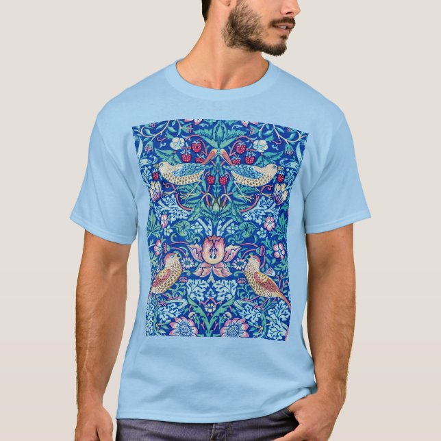 Camiseta Flor de fresa azul, William Morris (Anverso)