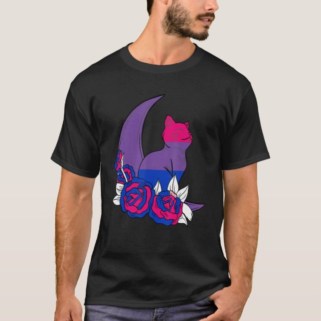 Camiseta Flor de gato bisexual Lgbtq Orgullo bisexual (Anverso)