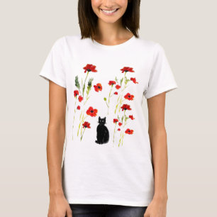 Camiseta Flor de gato de adormidera roja