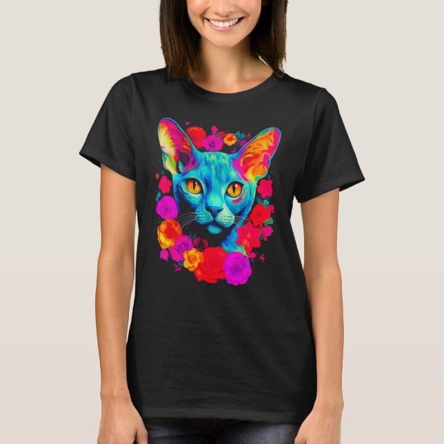 Camiseta Flor de gato Devon Rex (Anverso)