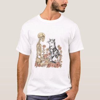 Camiseta Flor de gato esqueleto gatito lindo