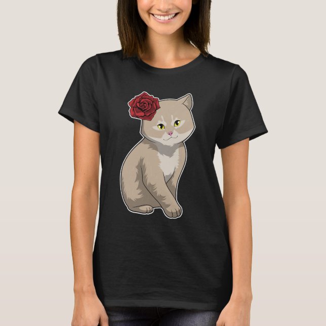 Camiseta Flor de Gato Rosa (Anverso)