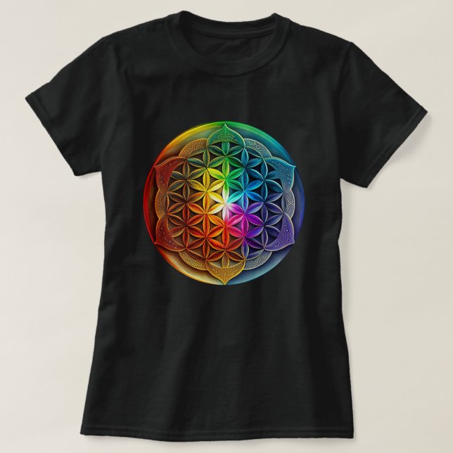 Camiseta Flor De Geometría Sagrada De La Meditación De Chak (Diseño del anverso)