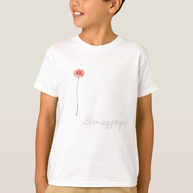 Camiseta Flor de Gerbera Roja Pálida (Anverso)