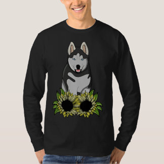 Camiseta Flor de girasol de mamá Husky siberiana