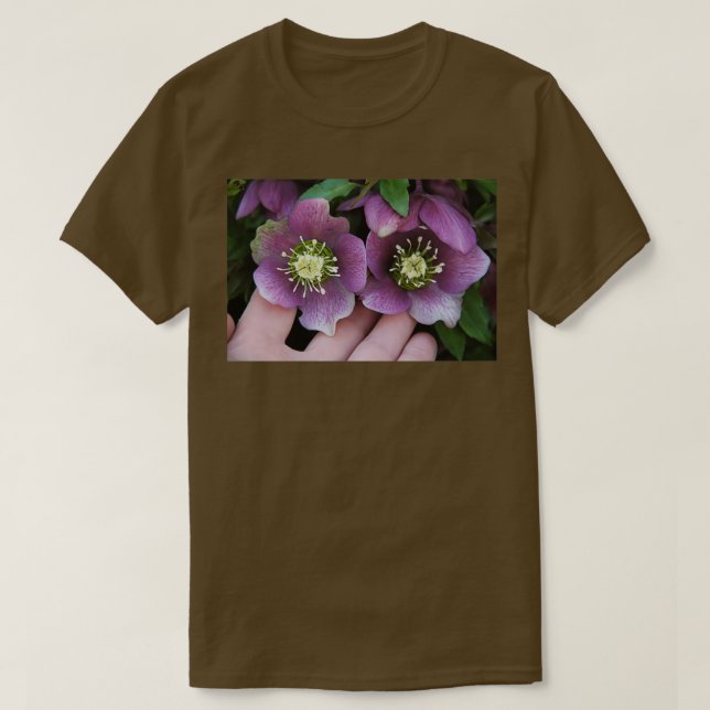 Camiseta Flor de hellebore negra 3 (Diseño del anverso)