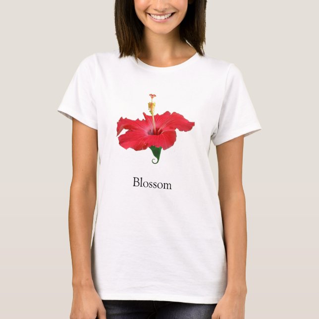 Camiseta Flor de Hibisco Rojo Tropical (Anverso)