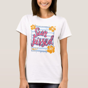 Camiseta Flor de Hibisco Tropical Besada por el Sol Retro V