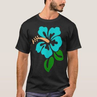 Camiseta Flor de hibiscus turquesa