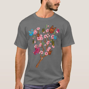 Camiseta Flor de insectos en flor de cerezo de lepidopteris