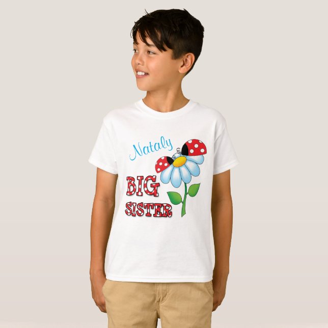 Camiseta Flor de la margarita de la mariquita de la hermana (Anverso completo)