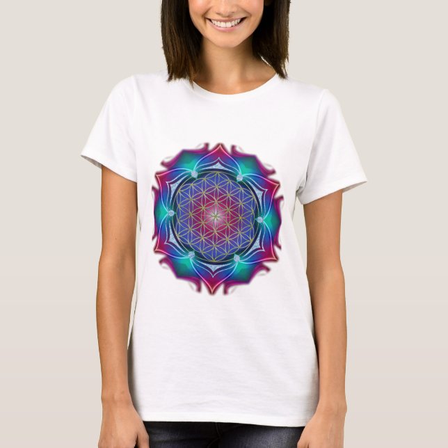 Camiseta FLOR DE LA VIDA/de DES Lebens - mandala IV de (Anverso)