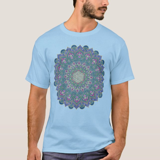 Camiseta Flor de la Vida - Mandala Estilo India 1 (Anverso)