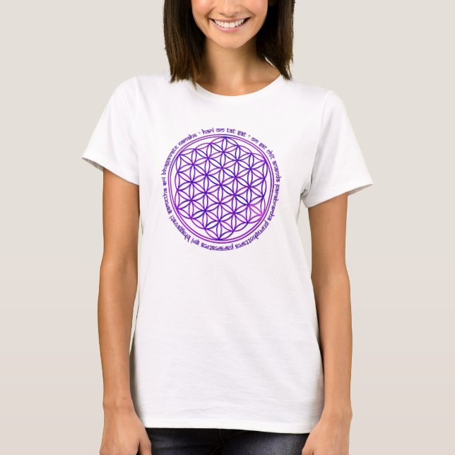 Camiseta Flor de la vida - mantra de Moola - violeta (Anverso)