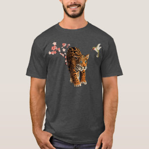 Camiseta Flor De Leopardo Cutáneo Y Colibrí