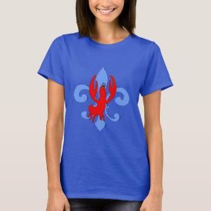 Camiseta Flor de lis azul apenada, cangrejo