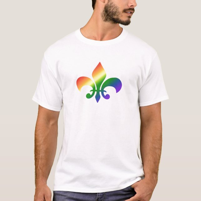 Camiseta Flor de lis de la pendiente del arco iris (Anverso)