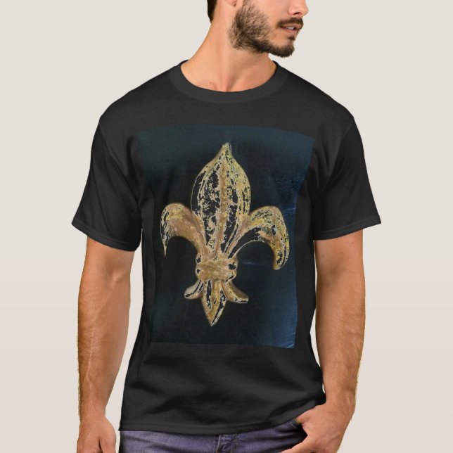 CAMISETA FLOR DE LIS DE ORO EN NEGRO (Anverso)