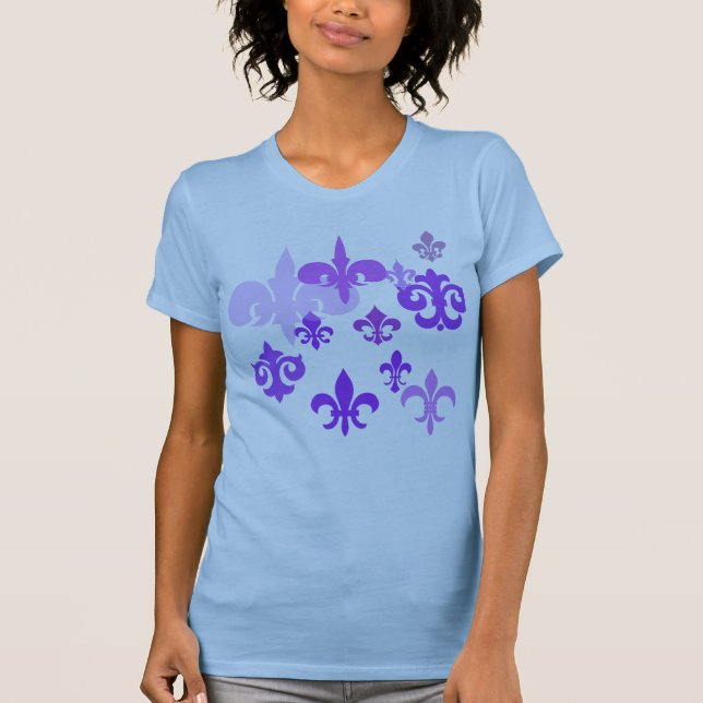 Camiseta Flor de lis múltiple en sombras púrpuras (Anverso)