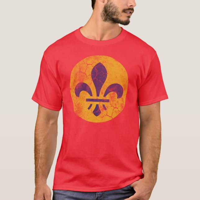 Camiseta Flor de lis patriótica retra de la bandera de St. (Anverso)