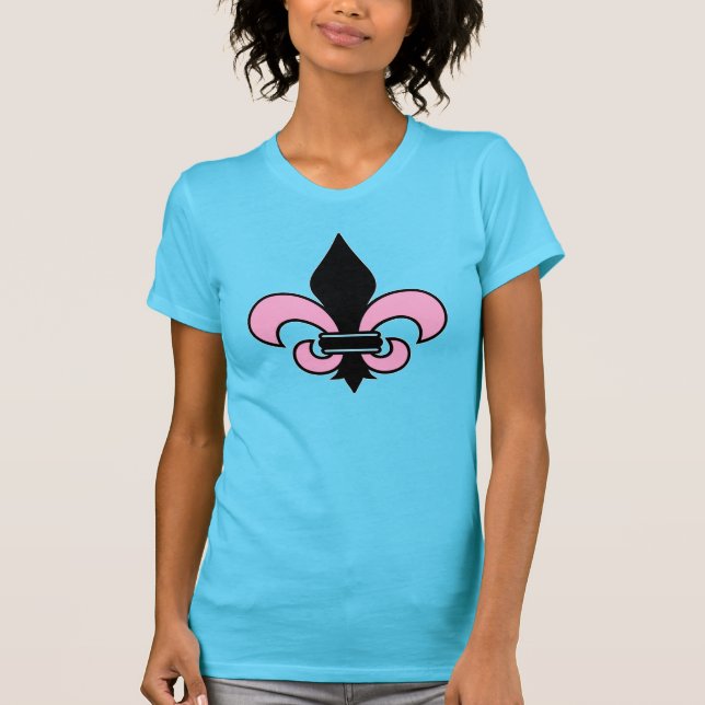 Camiseta Flor de Lis rosa y negra (Anverso)