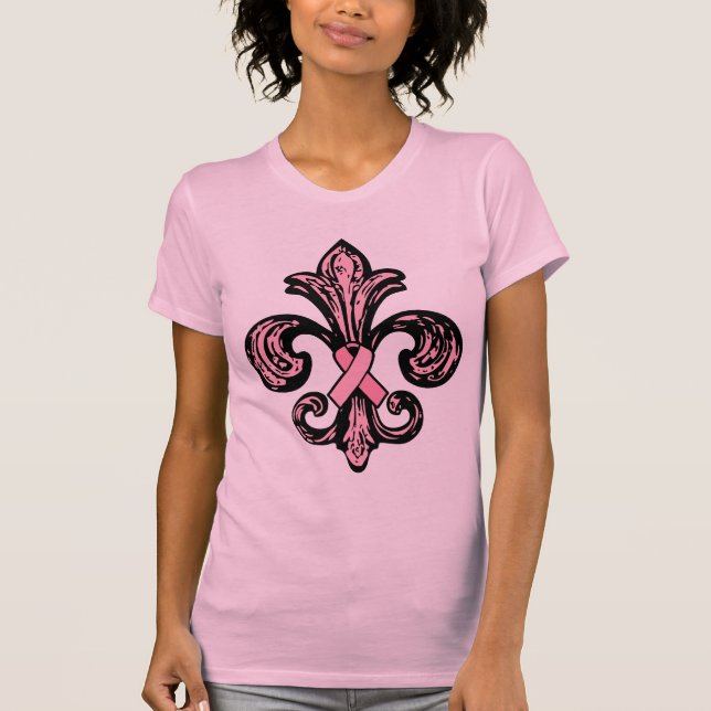 Camiseta Flor de lis rosada de la cinta (Anverso)