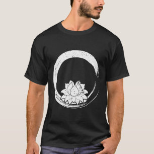Camiseta Flor de Loto Blanca Vintage con Círculo Zen