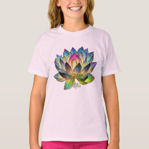 Camiseta Flor de Loto Colorida de Vidrio Pintado