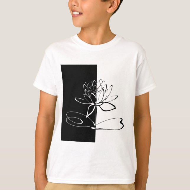 Camiseta Flor de Loto Negra Blanca Yin Yang (Anverso)