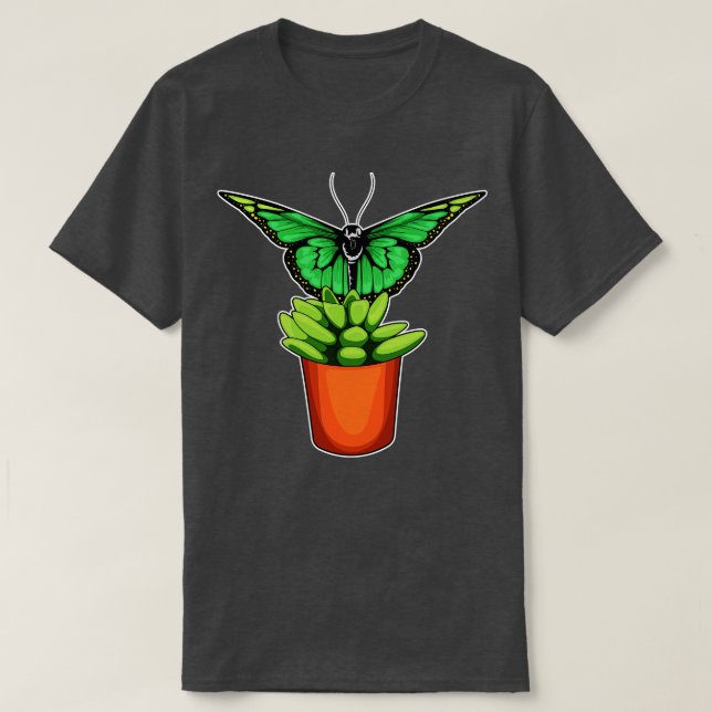Camiseta Flor de maceta de mariposa (Diseño del anverso)