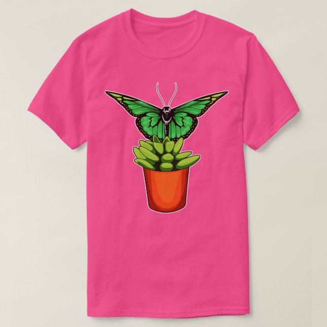 Camiseta Flor de maceta de mariposa (Diseño del anverso)