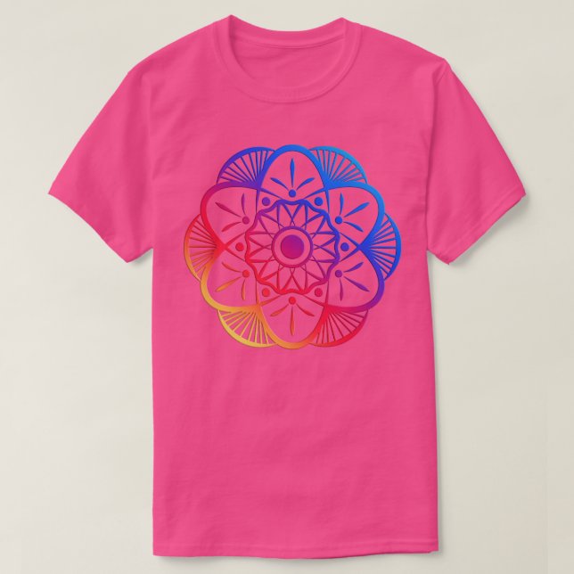 Camiseta Flor de Mandala colorida (Diseño del anverso)