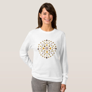 Camiseta Flor de Mandala Única Prensada de Arte Original