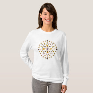 Camiseta Flor de Mandala Única Prensada de Arte Original