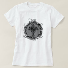 Camiseta Flor de marco de flor oscura cruza de mariposa neg