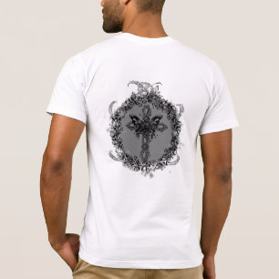 Camiseta Flor de marco de flor oscura cruza de mariposa neg