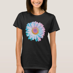 Camiseta Flor de margarita azul blanca floreciendo para la 