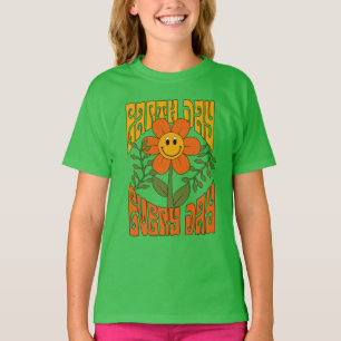 Camiseta Flor de margarita retro sonriente de los años 70