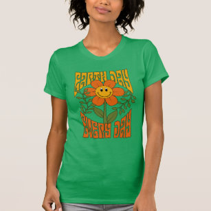 Camiseta Flor de margarita retro sonriente de los años 70