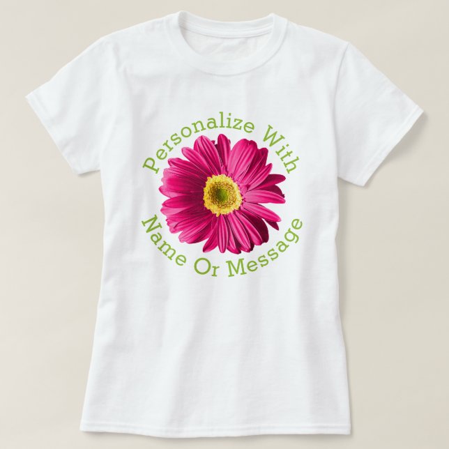 Camiseta Flor de margarita rosa de Fuchsia (Diseño del anverso)