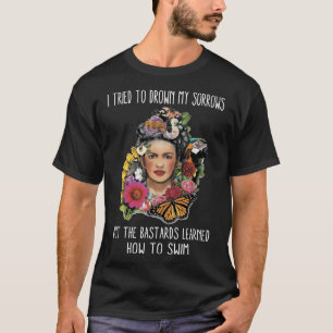 Camiseta flor de mariposa arte pintor de Frida Kahlo para l