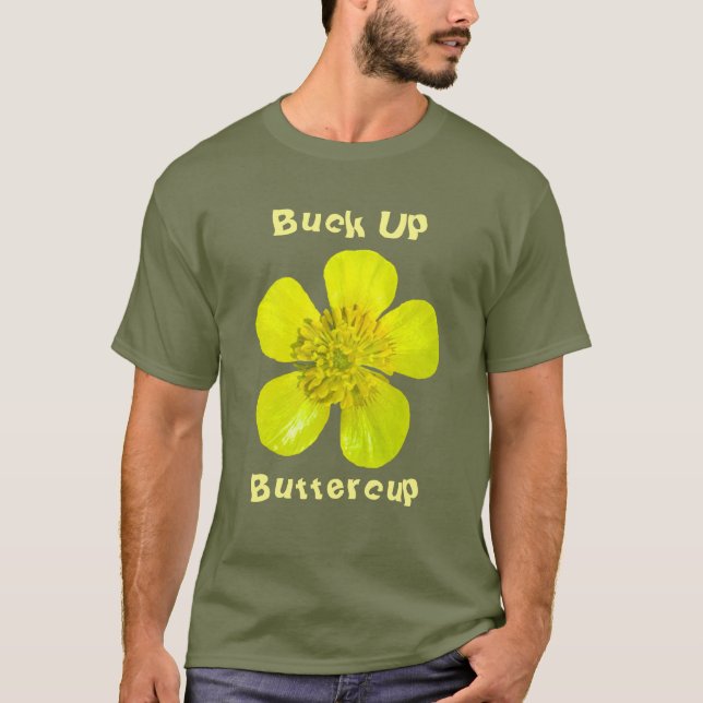 Camiseta Flor de mariposa vibrante. Buck Up Buttercup. (Anverso)