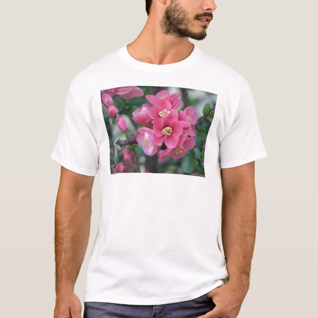 Camiseta Flor de membrillo rosa de primavera (Anverso)
