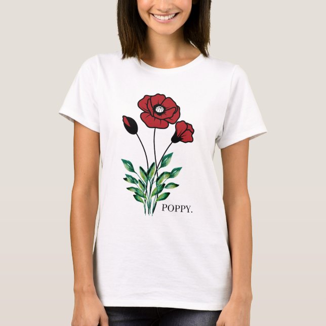 Camiseta Flor de Nacimiento Agosto Poppy (Anverso)