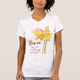 Camiseta Flor de nacimiento de marzo Watercolor Daffodil T-