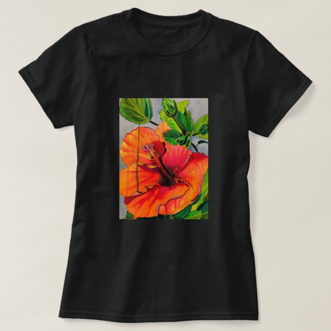 Camiseta Flor de Neon Hibiscus tropical (Diseño del anverso)