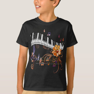 Camiseta Flor de oro de teclado musical de piano