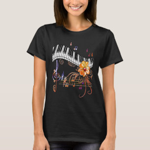 Camiseta Flor de oro de teclado musical de piano