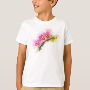 Camiseta Flor de orquídea acuarela - wb rosa 01